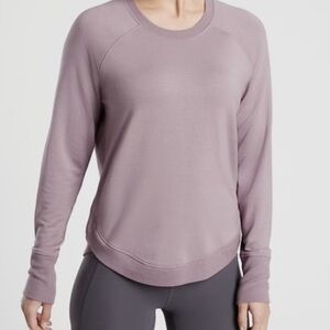 Athleta Super Soft Mindset Sweatshirt Soft Mauve Medium Petite NWOT